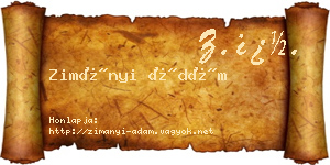 Zimányi Ádám névjegykártya